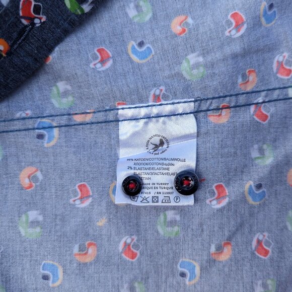 A Fish Named Fred Shirt Men's Button Up Long Sleeve Stretch Helmets Size M - Picture 10 of 11